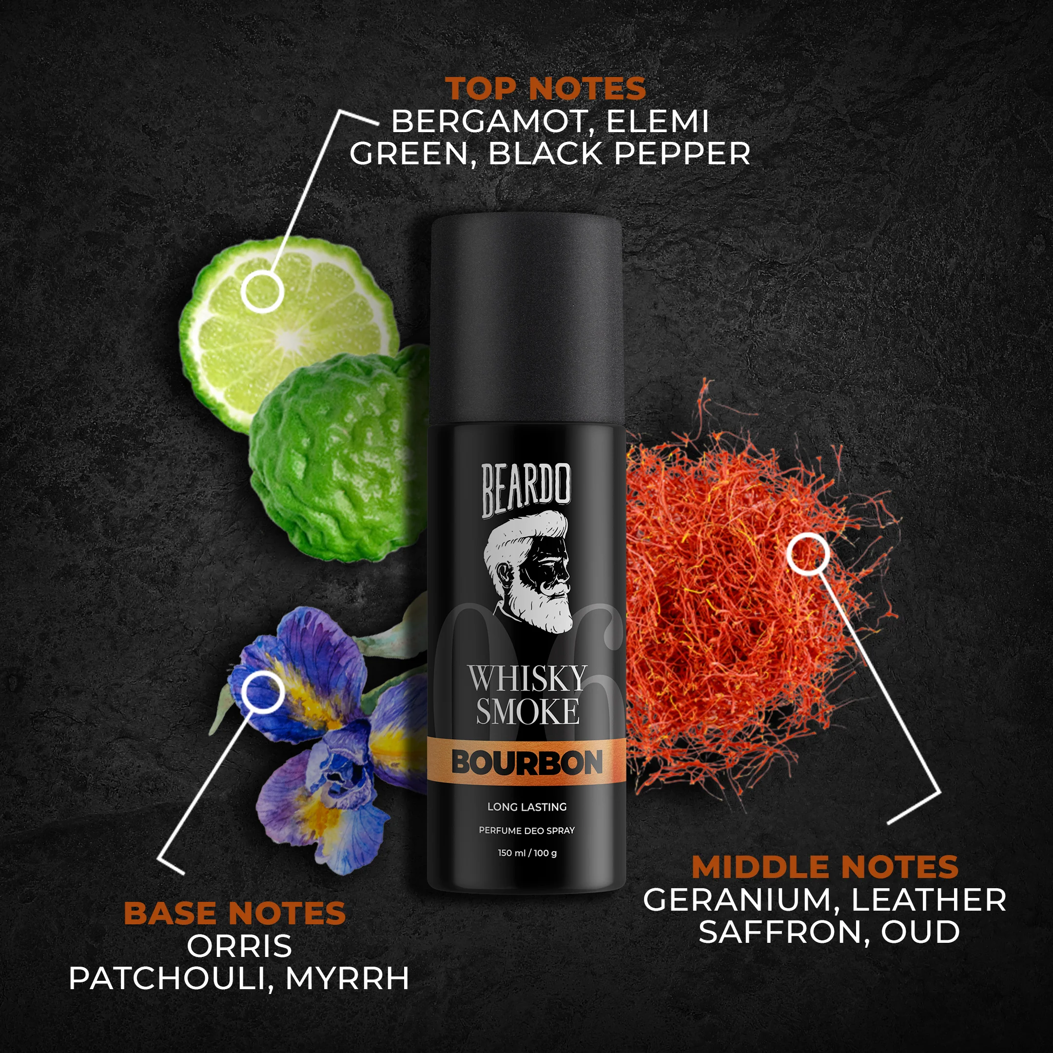 Whisky Smoke Bourbon Perfume Deo Spray 150ml - Image 4