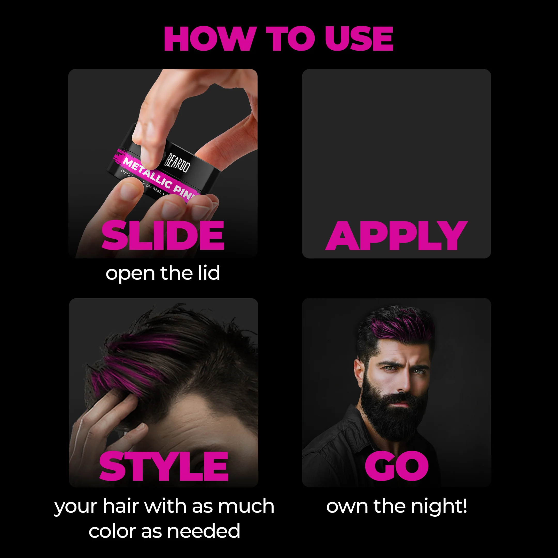 Dye Hard Temporary Hair Color Metallic Pink (25g) - Image 5