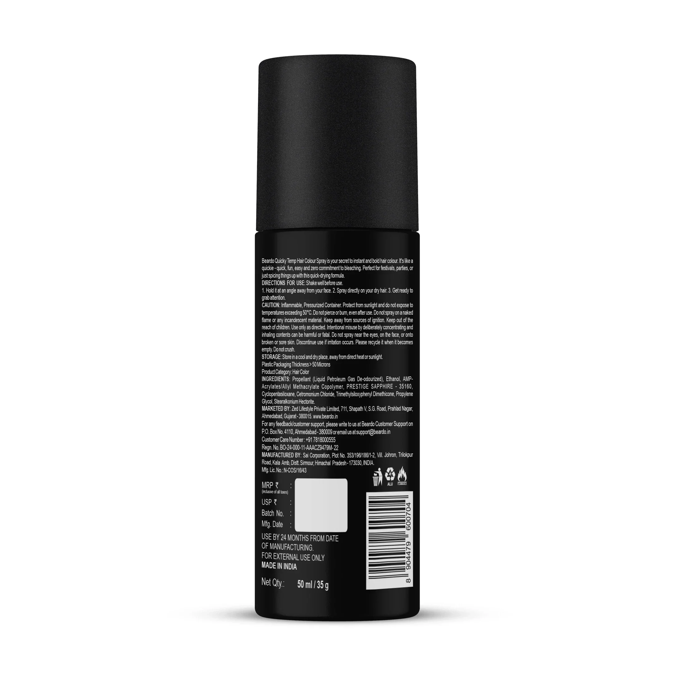 Quicky Temp Hair Color Spray Blue Edge (50ml) - Image 9